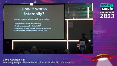 Frontmania ’23 -Vilva Athiban P B-Animating Delight: Elevate UX with Framer Motion Microinteractions